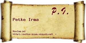 Petke Irma névjegykártya
